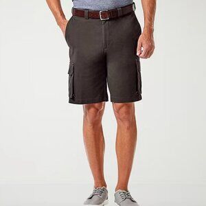 Haggar Tech Mens 10" Stretch Fabric Cargo Short - Charcoal Sz 34W 925584